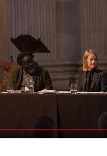 The panellists seated under the dome in St Paul's Cathedral