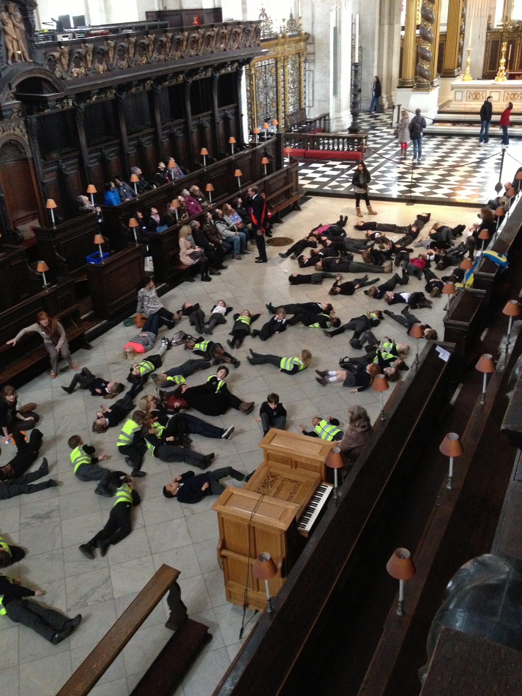 school class activity tour lying down