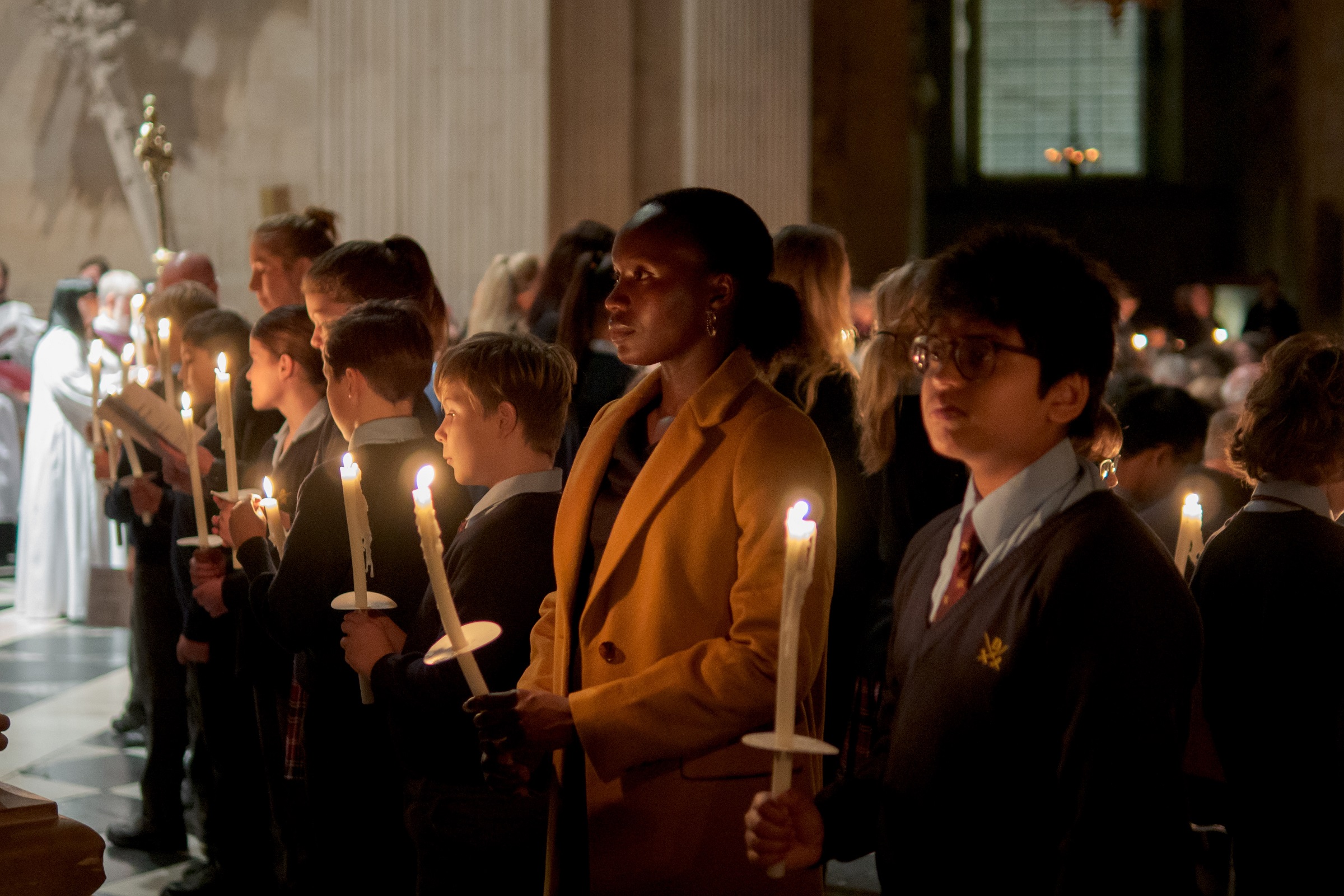 Service dark candles singing