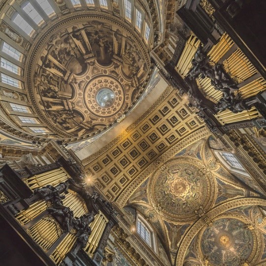 A photo of shapes in the ceiling in the cathedral