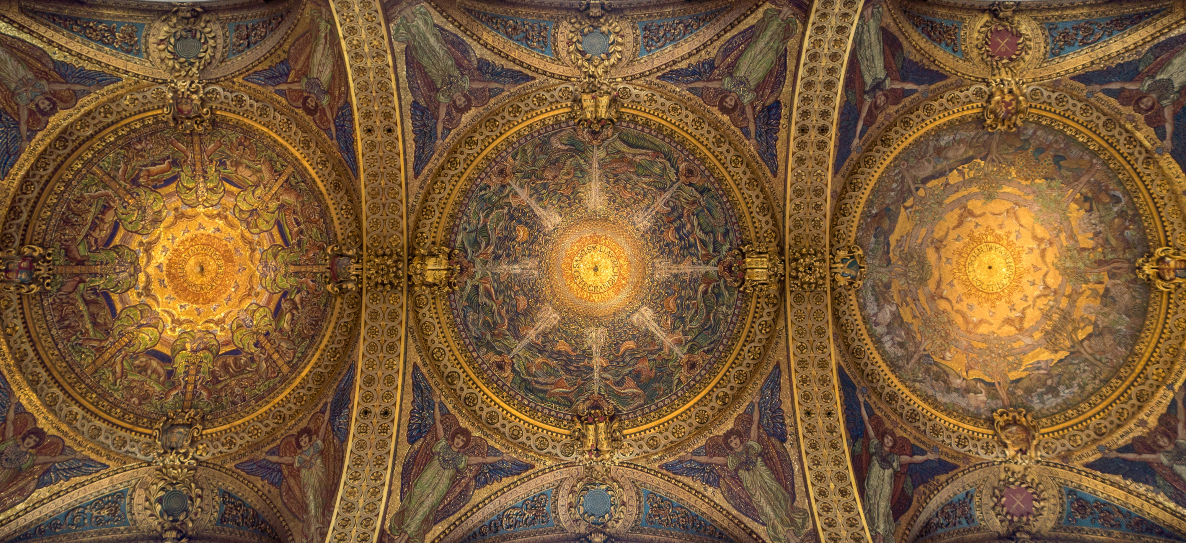 A photograph of the mosaics in the ceiling at the cathedral
