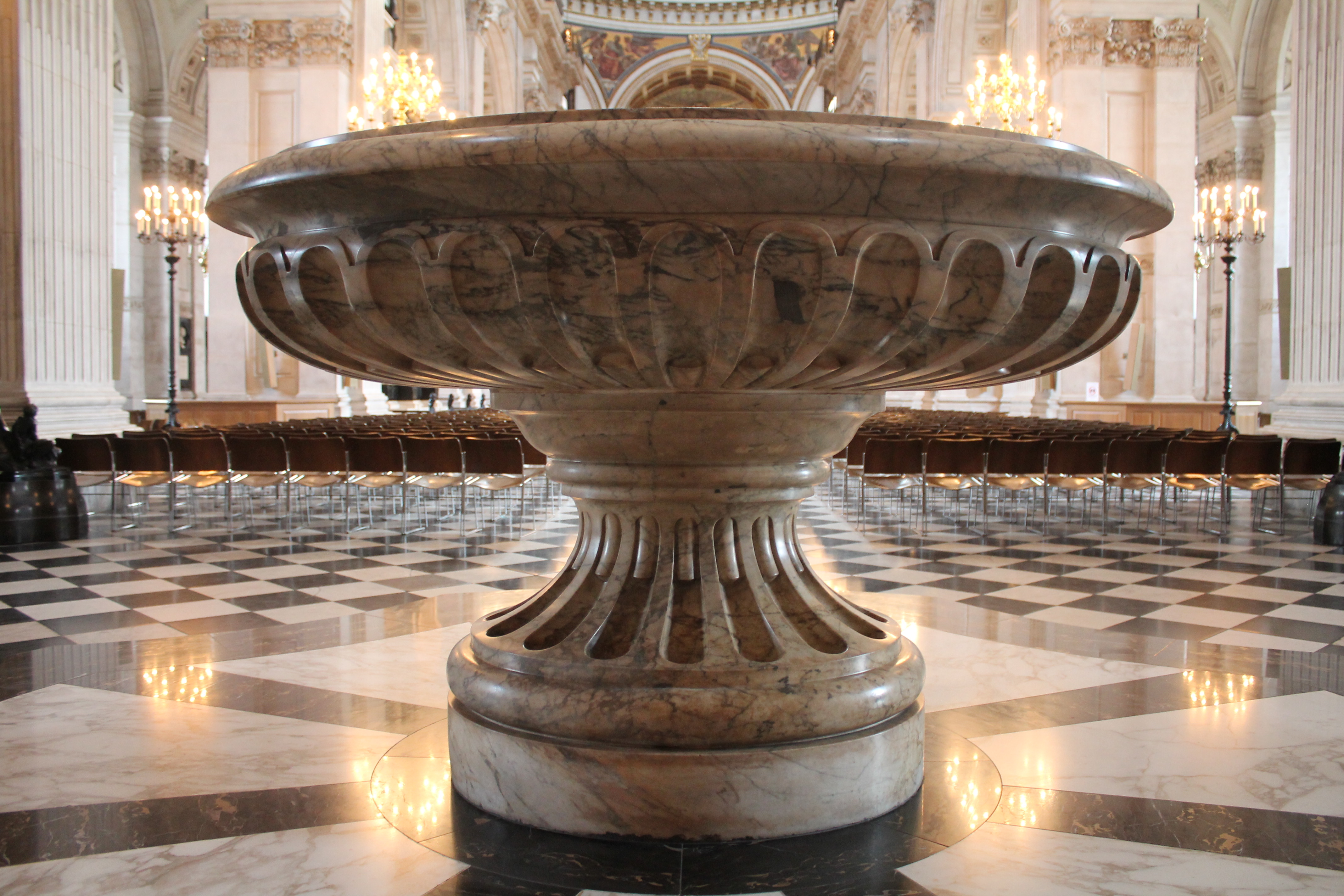 The font at the west end of the Cathedral.