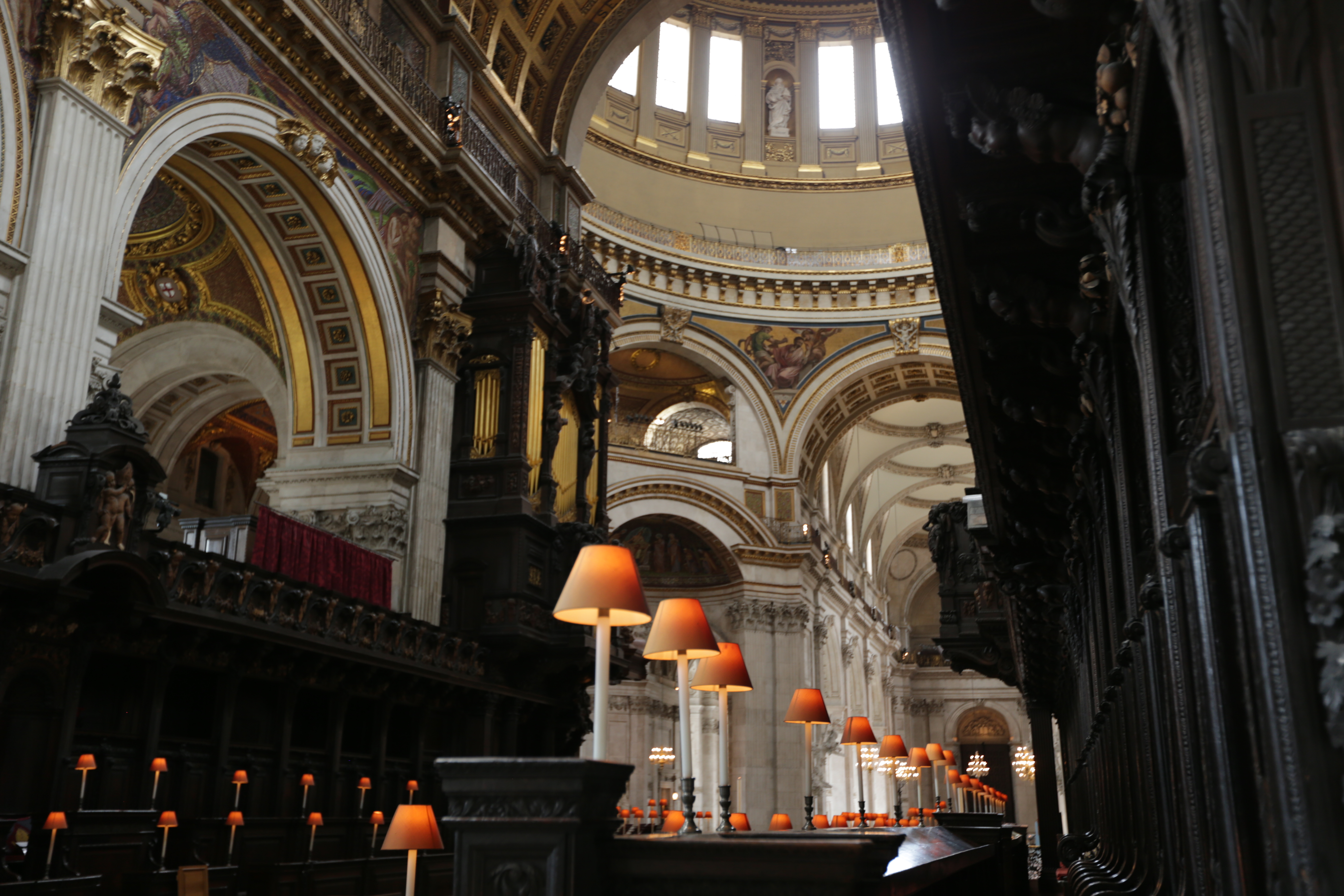 An image of the lamps in the Quire