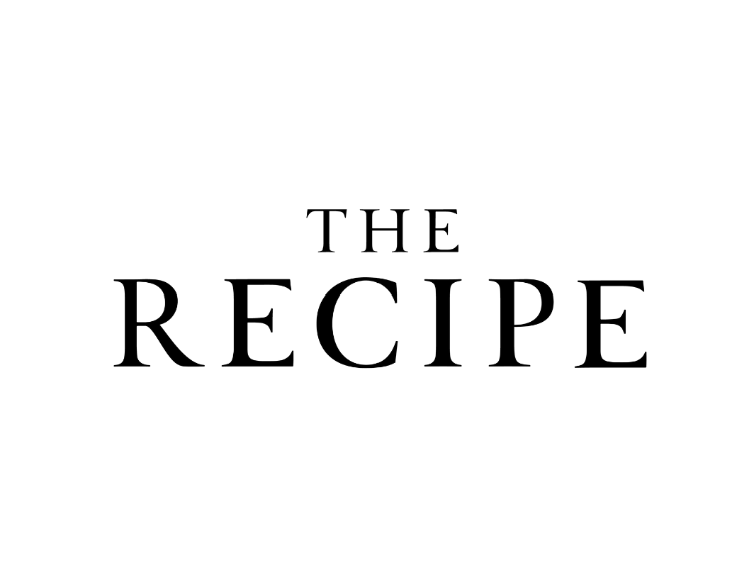 black and white logo for the-recipe catering company