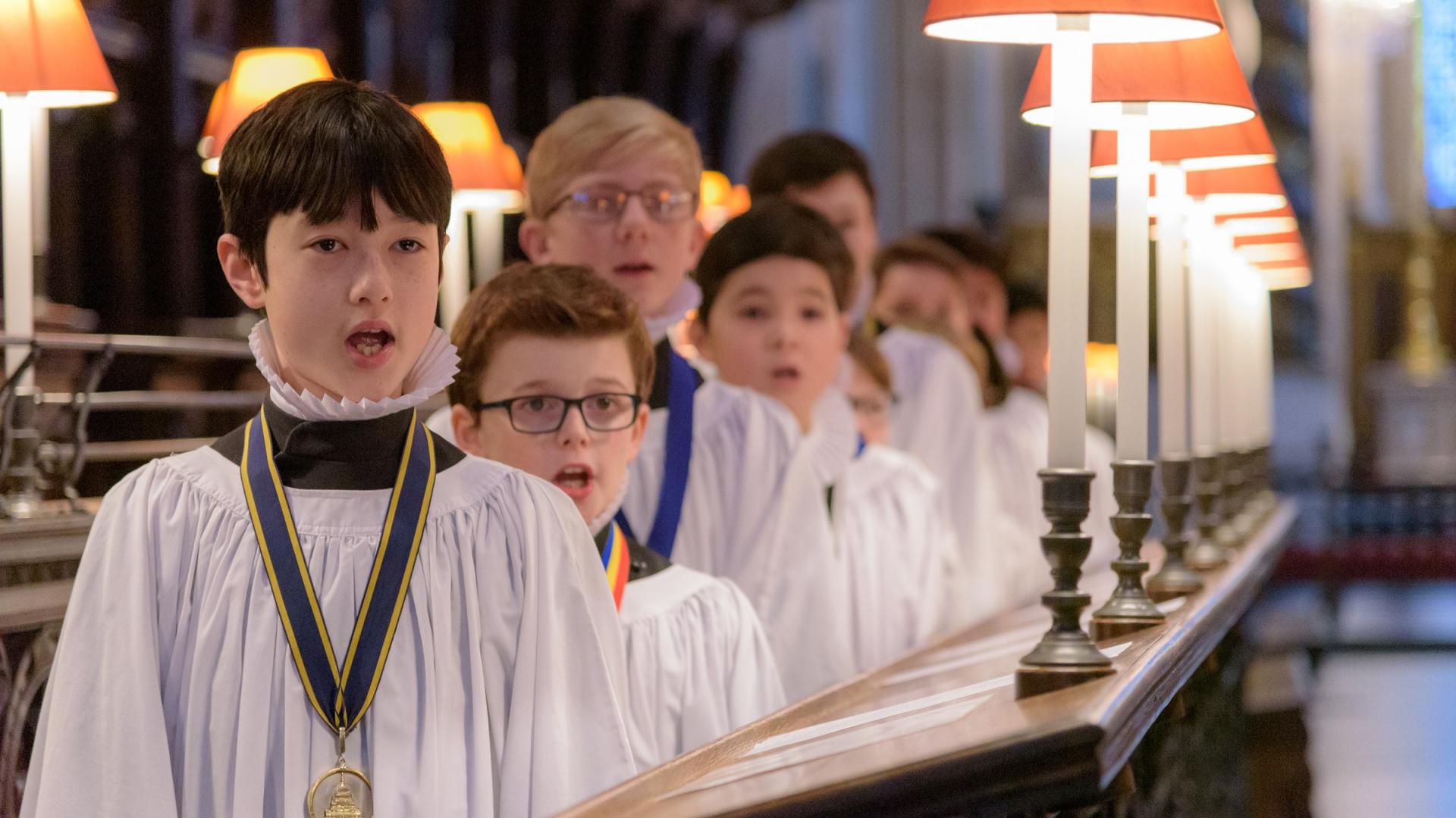 choristers at christmas choir singing music