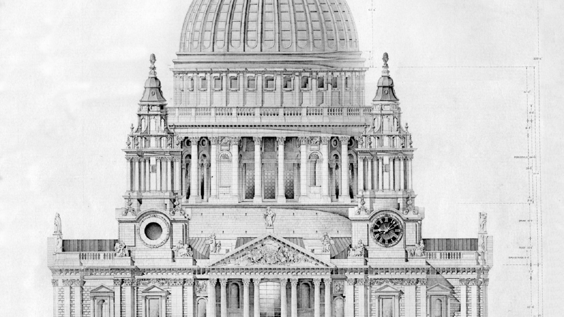 poley drawing of west front historical sketch