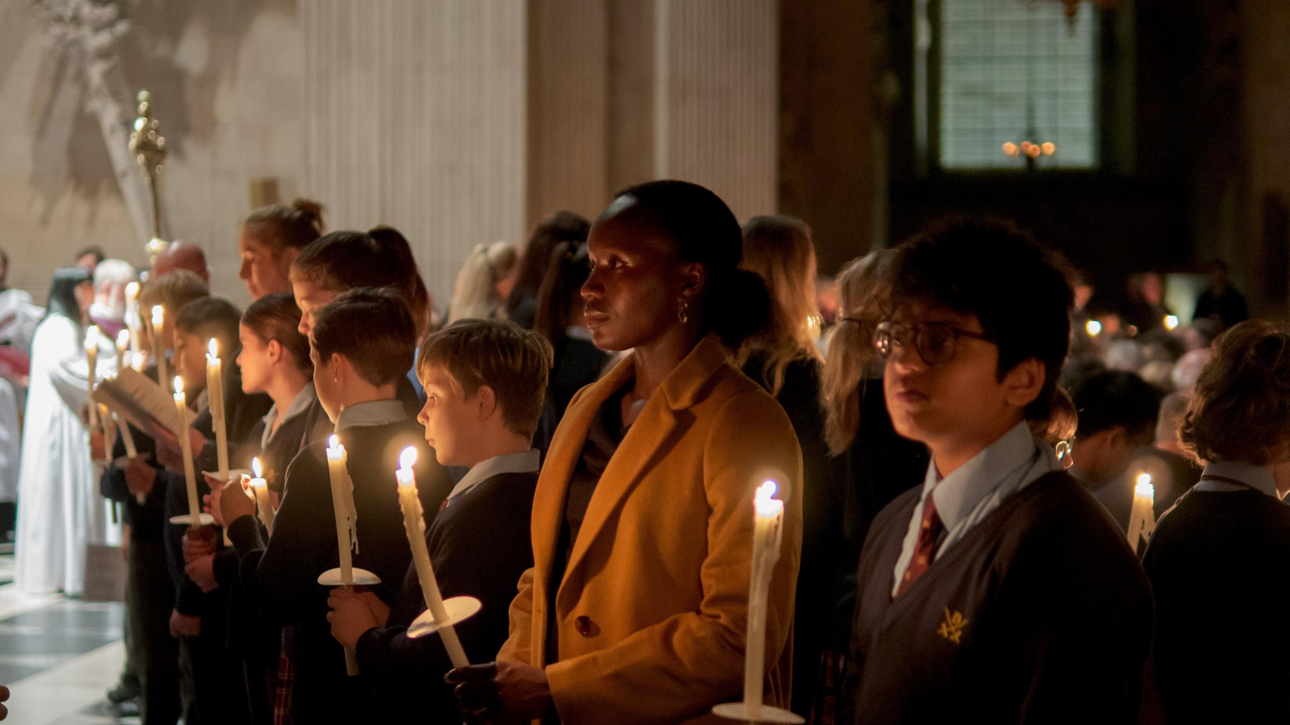 Service dark candles singing