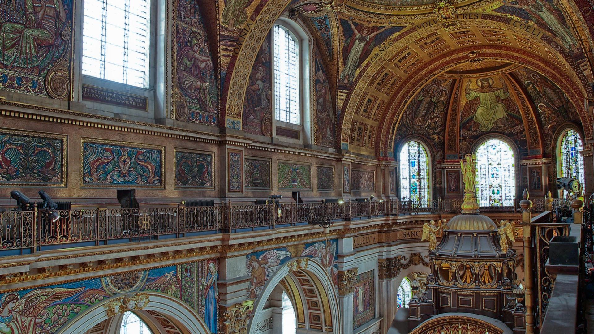 the quire mosaics with light coming through windows