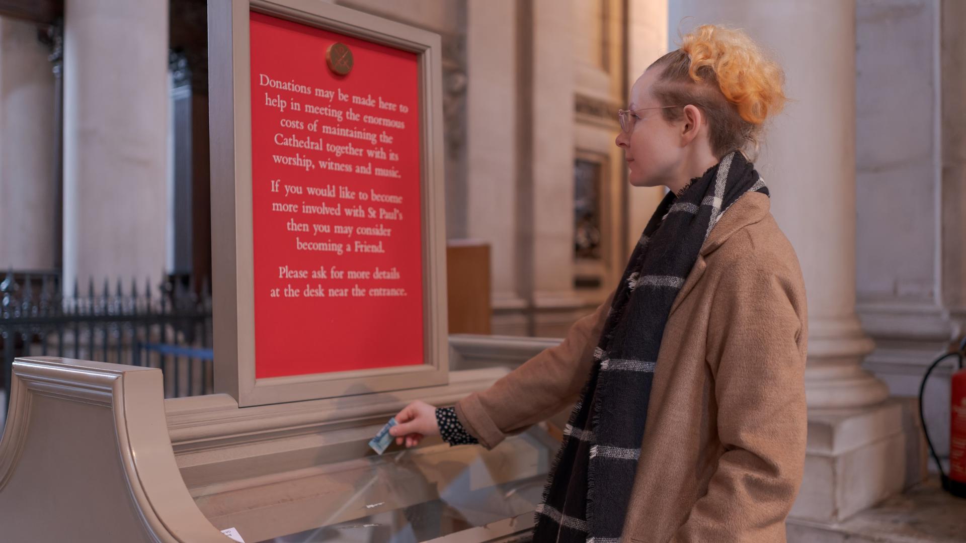donating on the cathedral floor