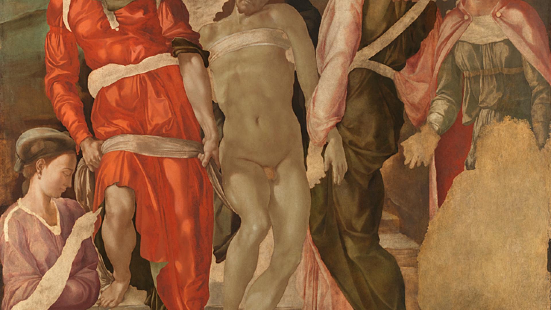An image of Christ being carried to his Tomb by Michelangelo