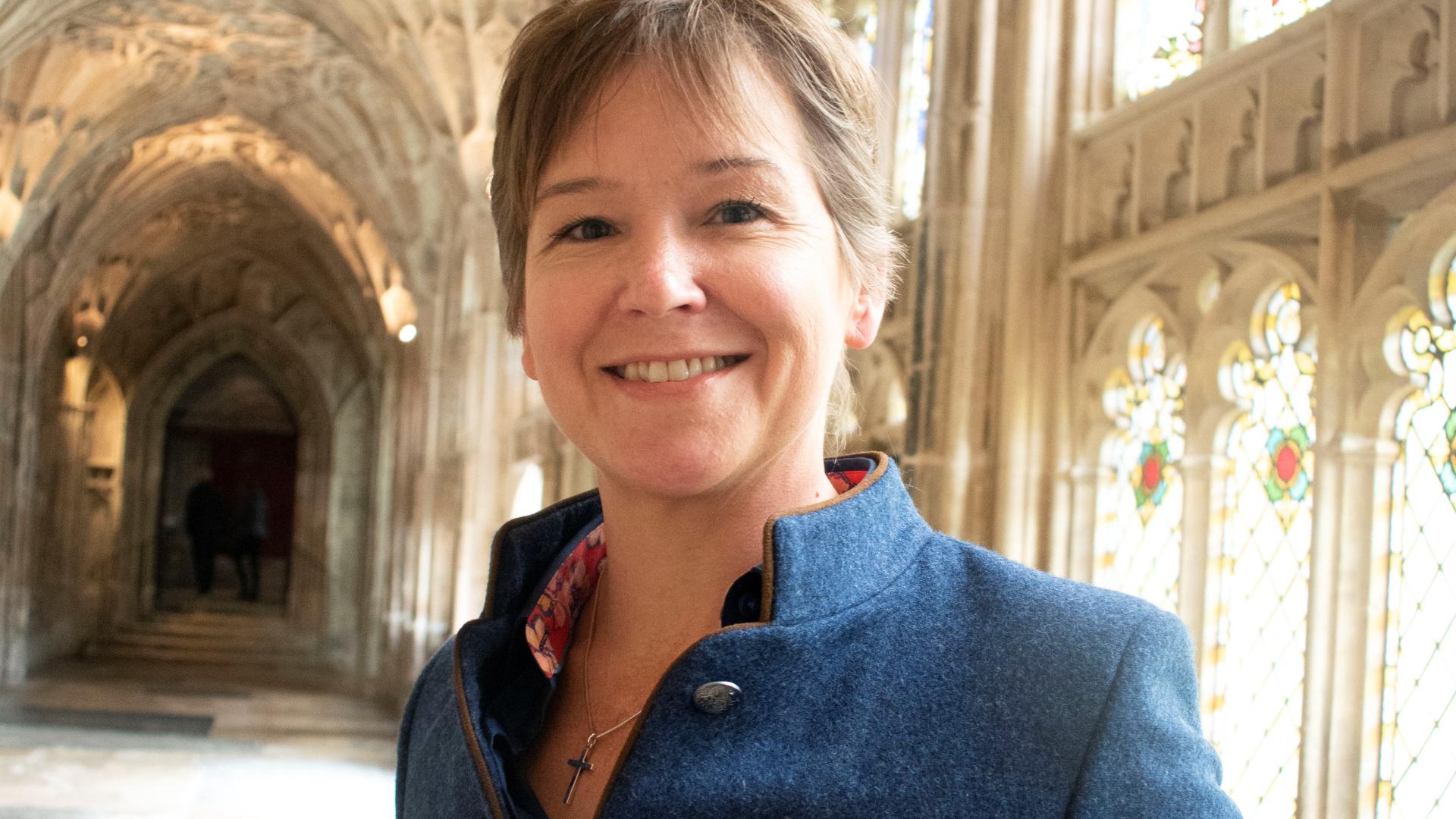 Portrait of Emily MacKenzie at Gloucester Cathedral
