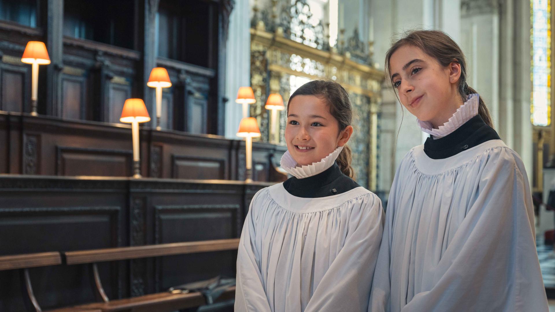Two girls from St Paul's Cathedral Choir