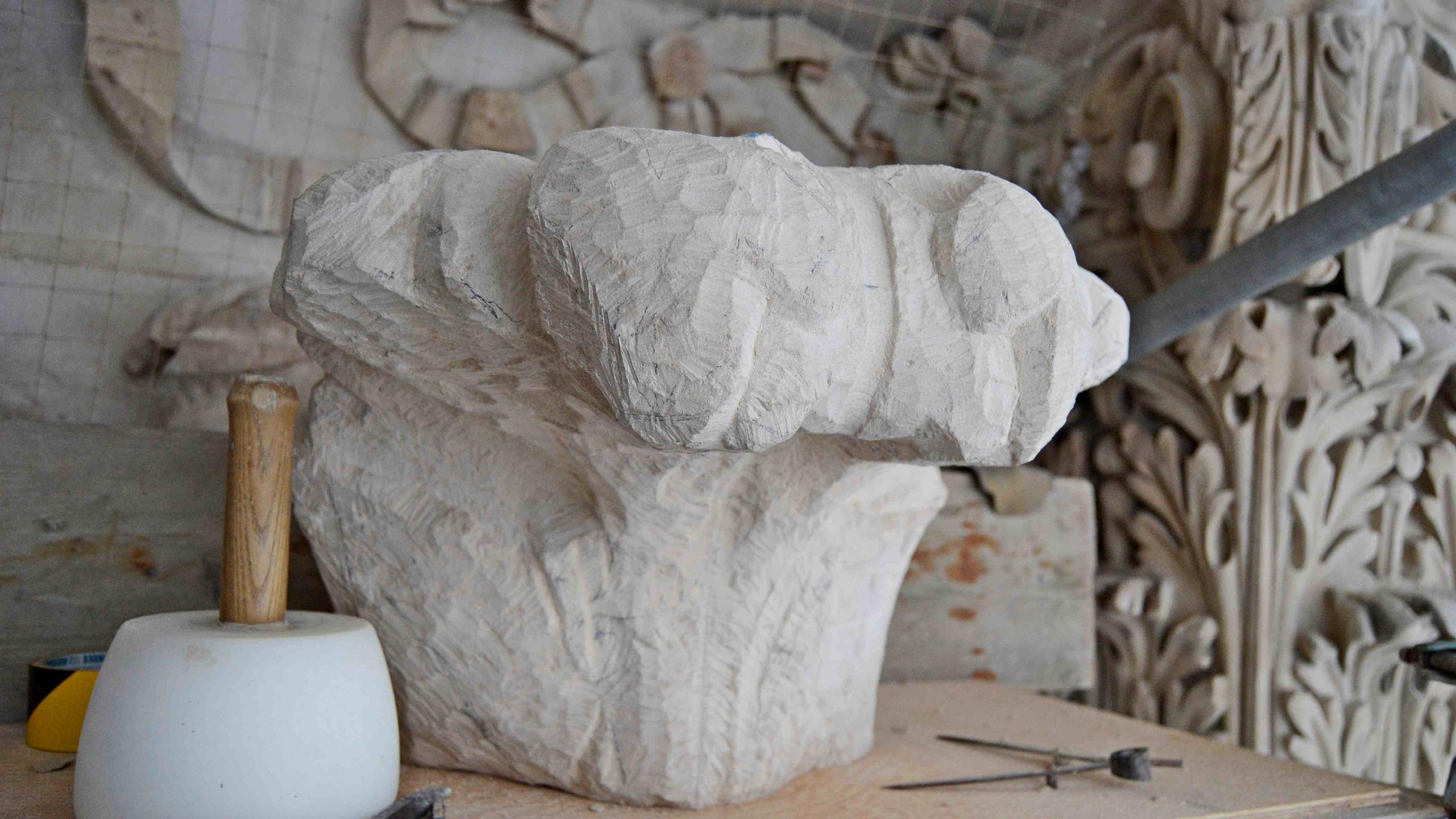 A piece of cathedral stone carving