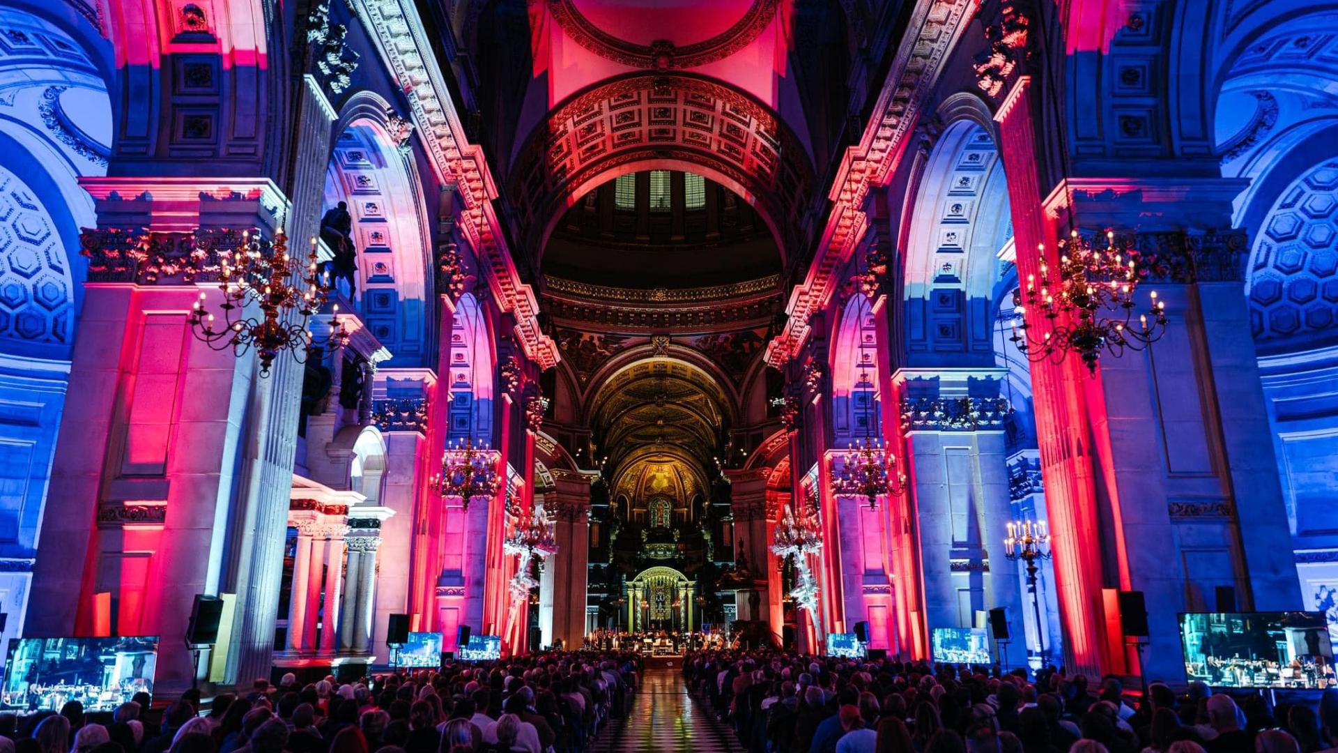 Illuminated Orchestra Concert, showing the interior of St Paul's Cathedral