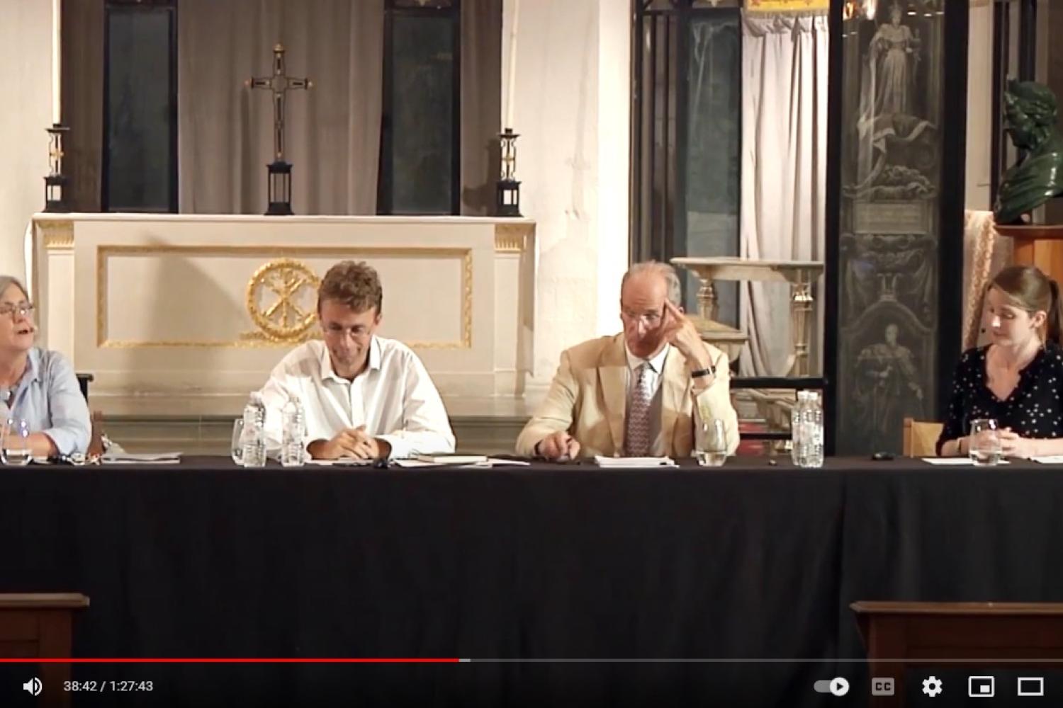 The panel of speakers in St Faith's Chapel at St Paul's Cathedral
