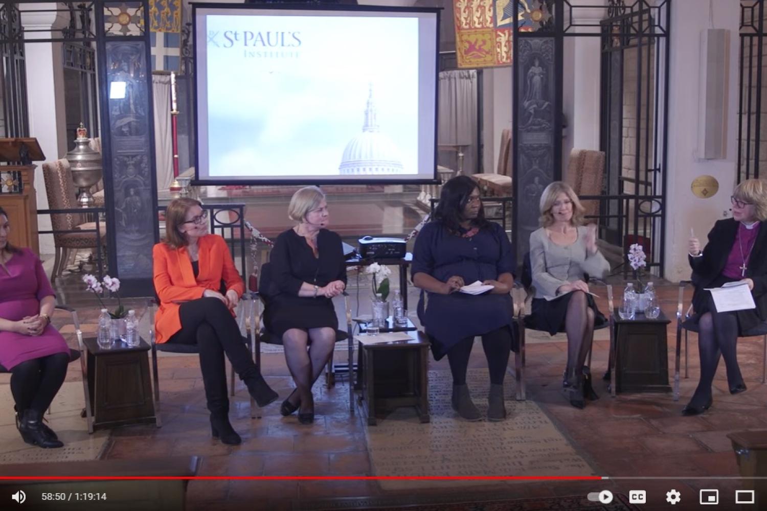 The panel of speakers in St Faith's Chapel at St Paul's Cathedral