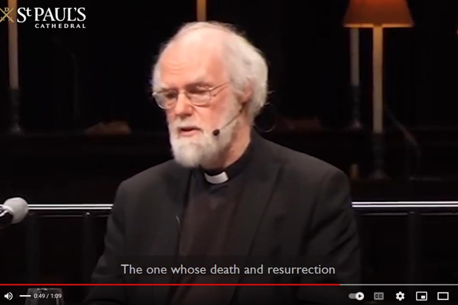 Rowan Williams speaking at St Paul's Cathedral