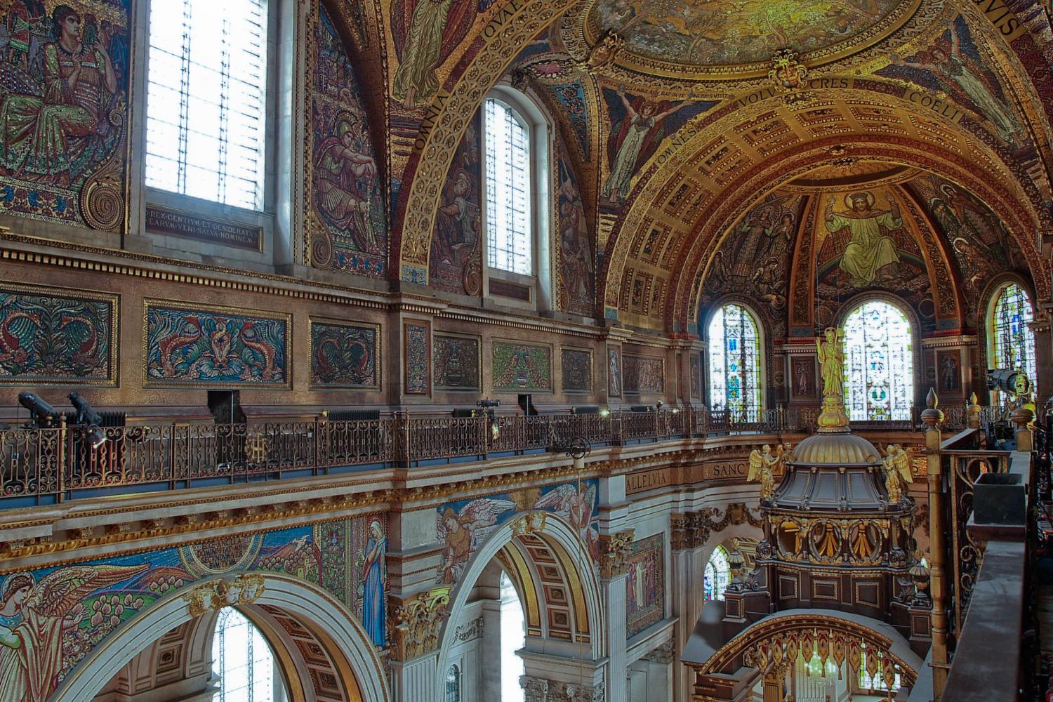 the quire mosaics with light coming through windows