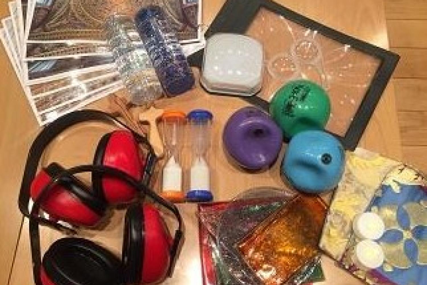 A selection of items for crafts and learning