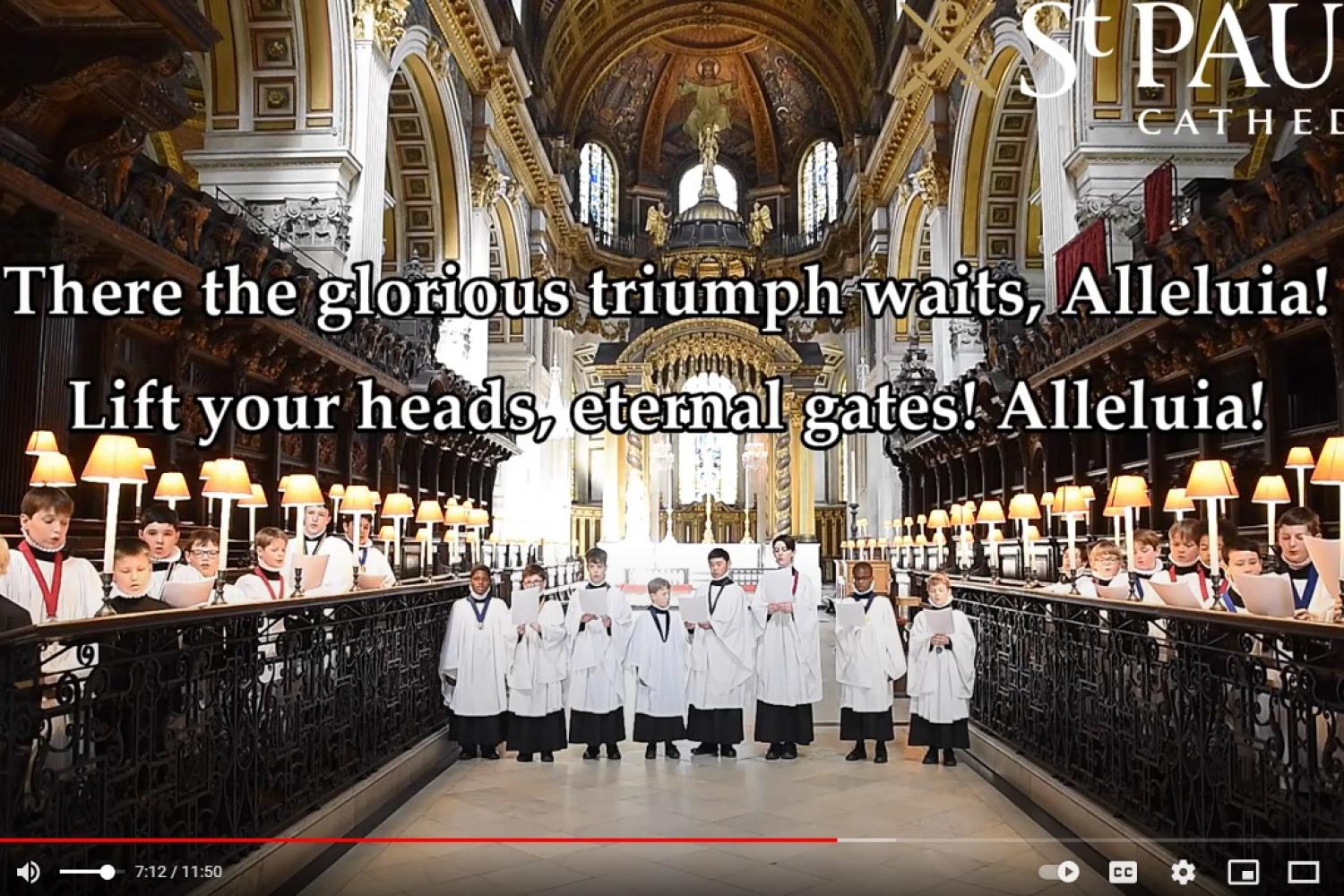 Choristers of St Paul's Cathedral singing in the Quire