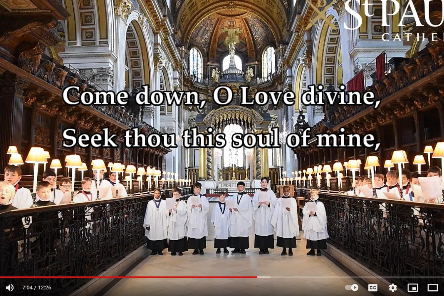 Choristers of St Paul's Cathedral singing in the Quire