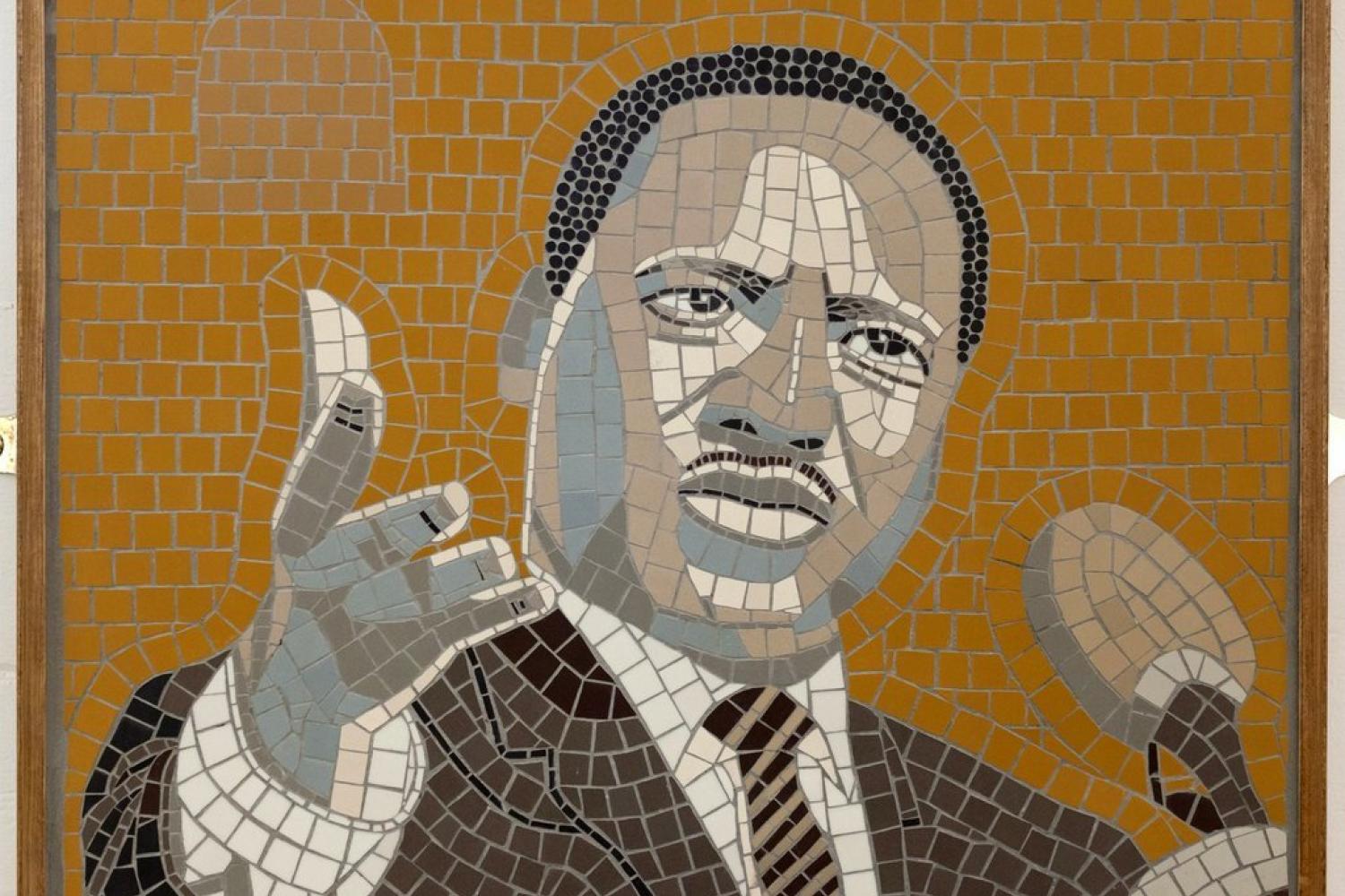 Martin Luther King mosaic made by student at Southbank Mosaic School