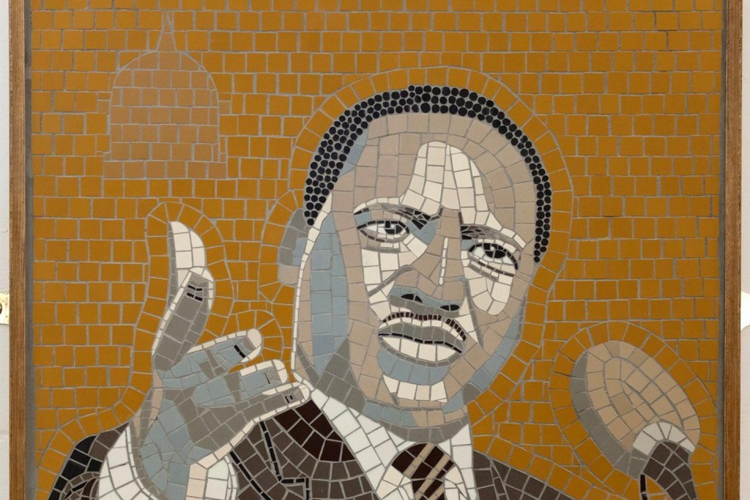 Martin Luther King mosaic made by student at Southbank Mosaic School