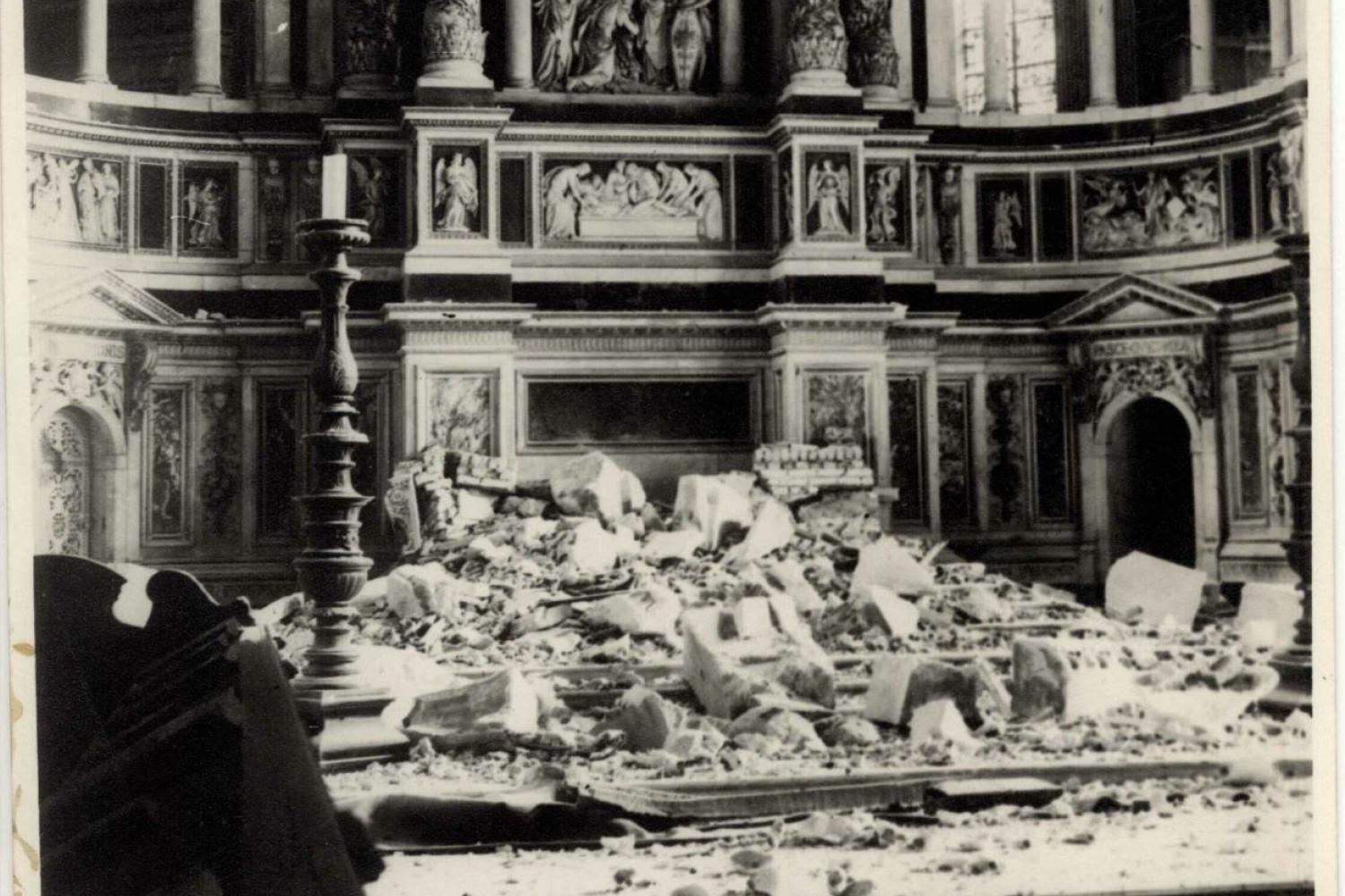 Bomb damage sustained to St Paul's during the Second World War