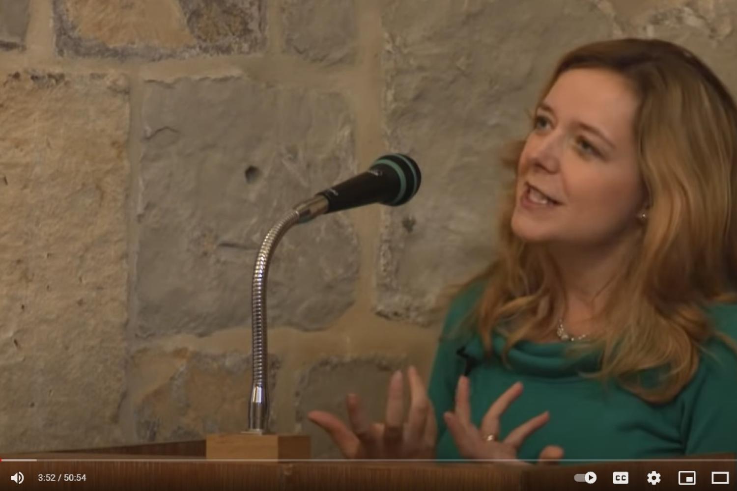 Paula Gooder speaking in the Wren Suite at St Paul's Cathedral