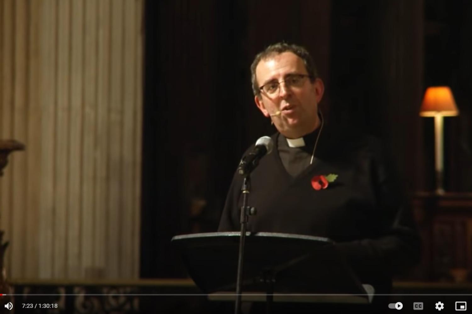 Richard Coles talking under the dome at St Paul's Cathedral
