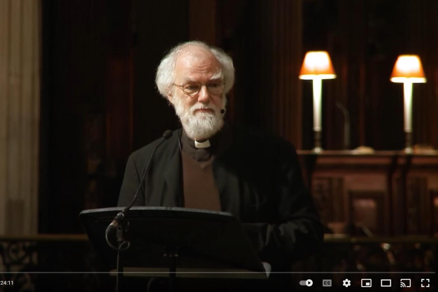 Rowan Williams speaking at St Paul's Cathedral