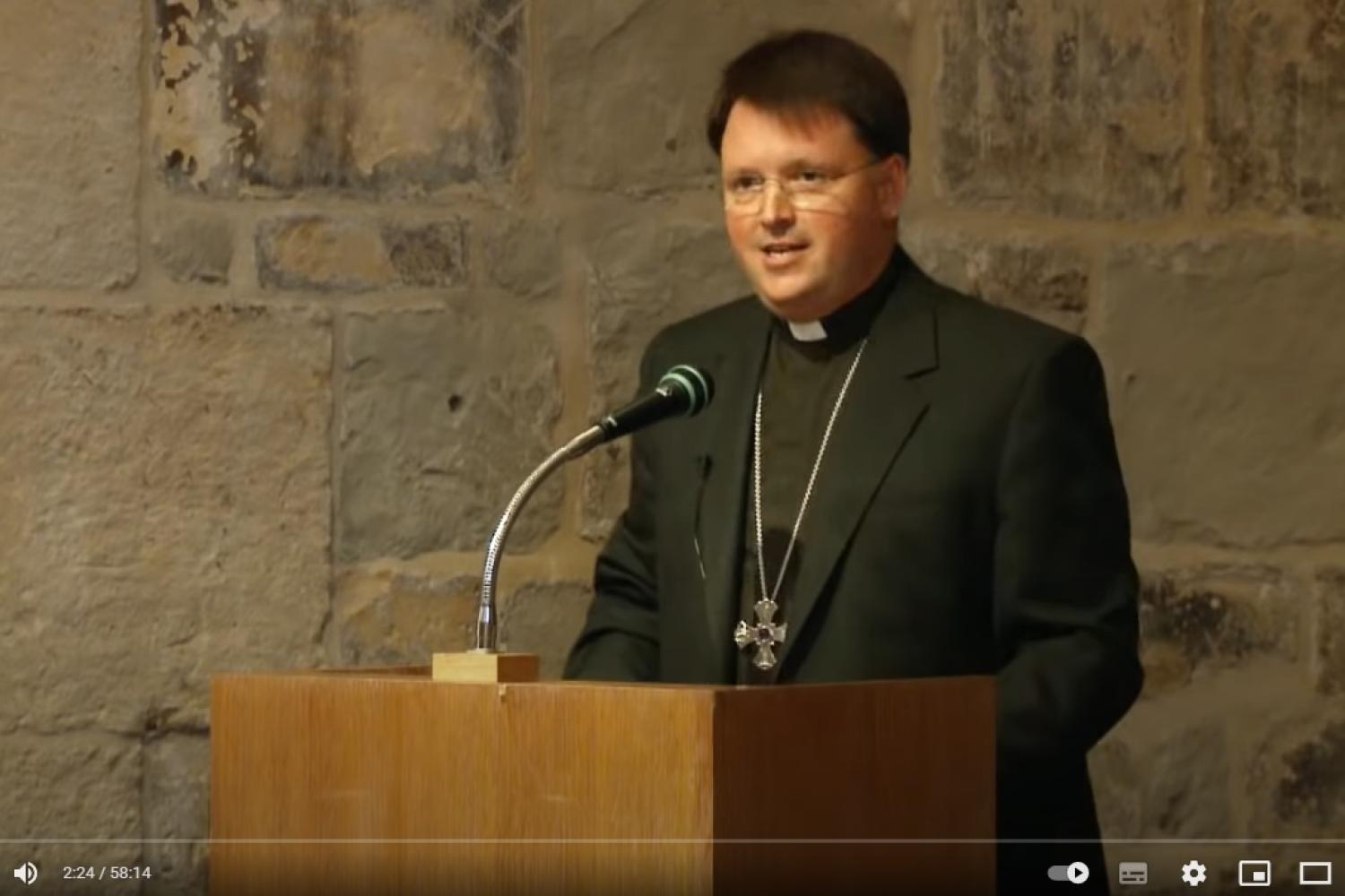 Graham Usher speaking in the Wren Suite at St Paul's Cathedral