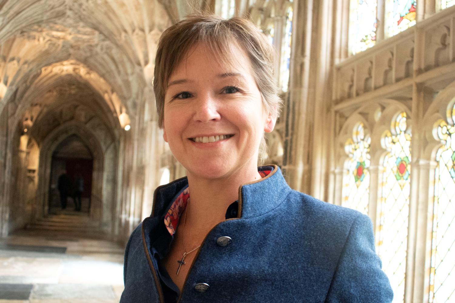 Portrait of Emily MacKenzie at Gloucester Cathedral