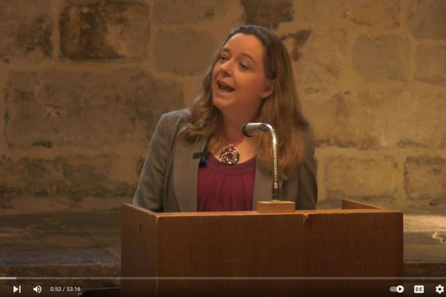 Paula Gooder speaking in the Wren Suite at St Paul's Cathedral