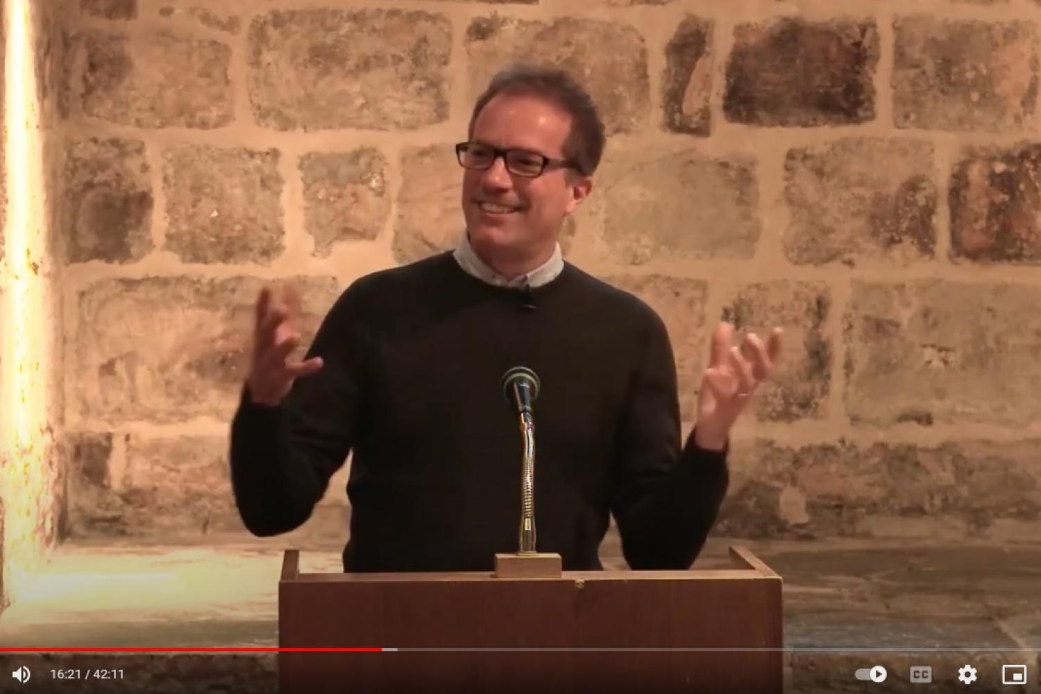 Brian Draper speaking in the Wren Suite at St Paul's