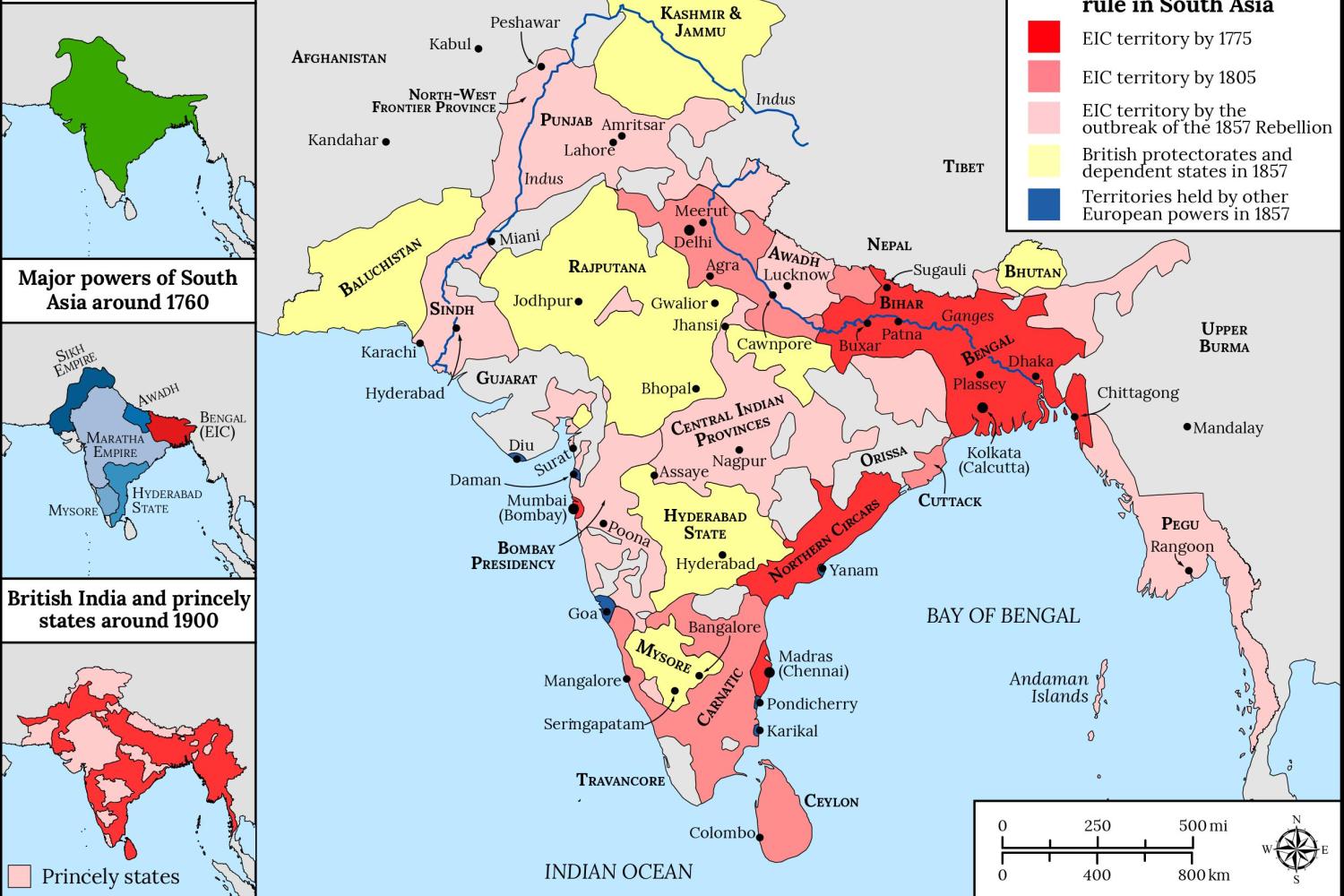 Map of the East India Company in South Asia