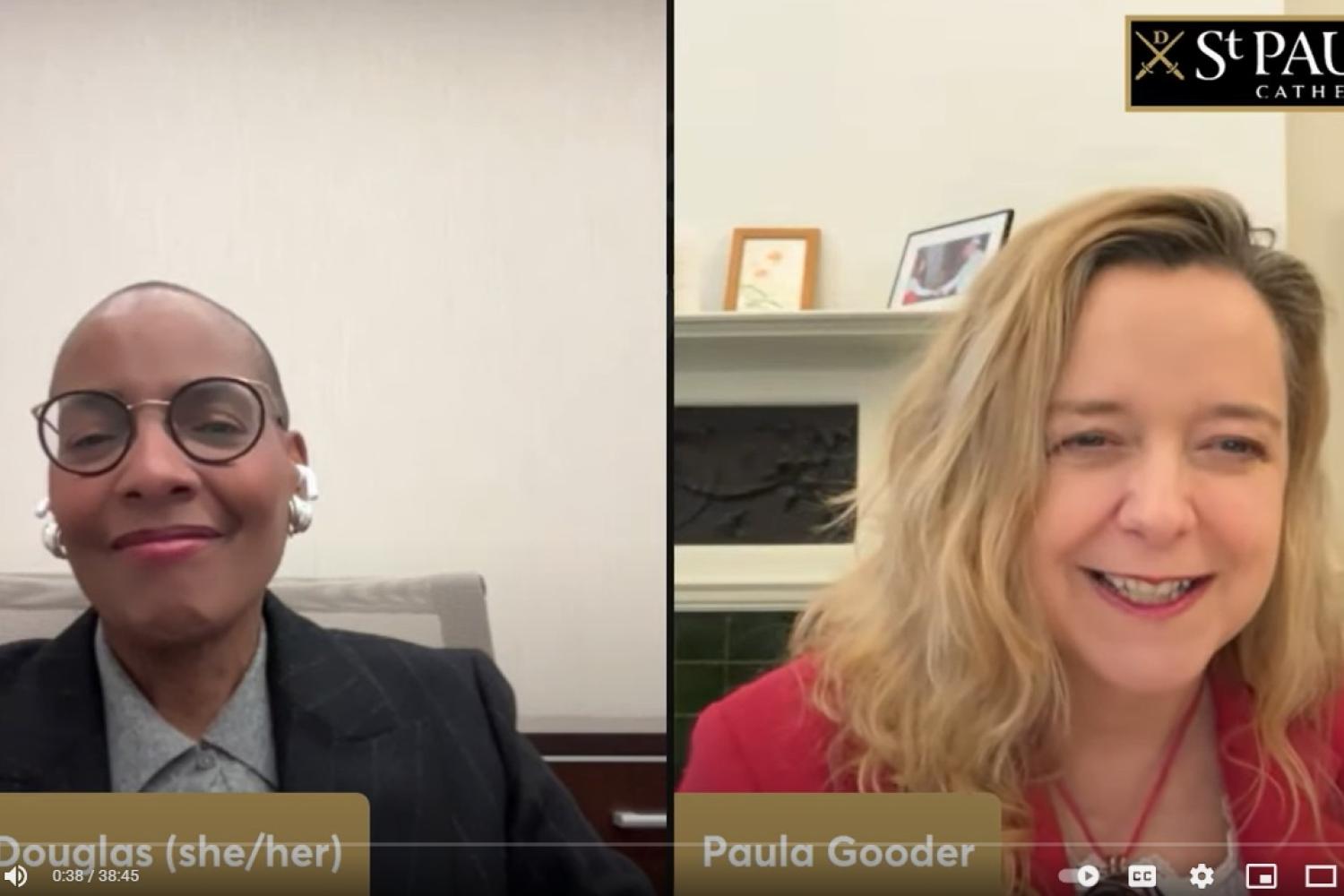 a screenshot of Kelly Brown Douglas and Paula Gooder in conversation