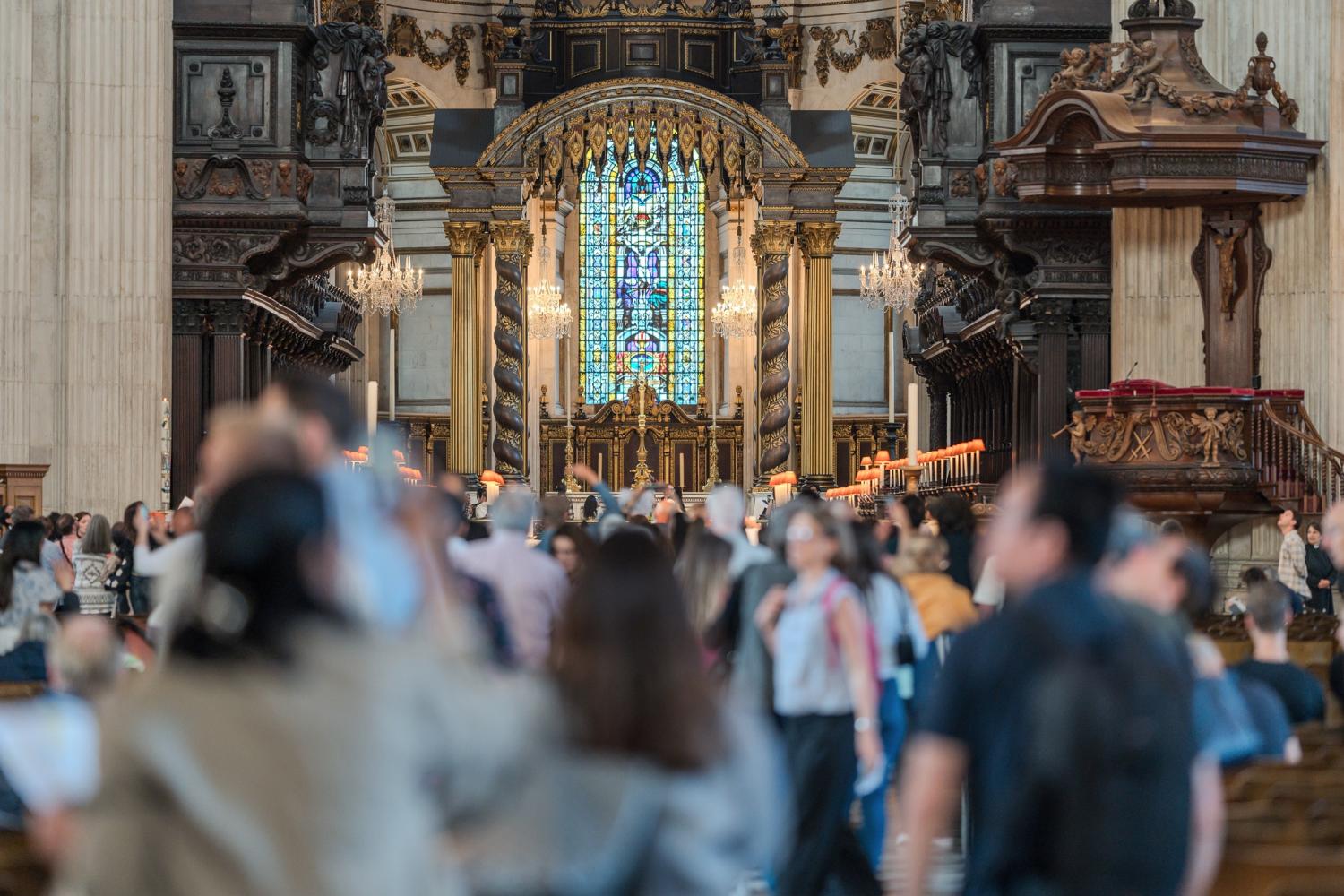 Sightseers in the Cathedral in the evening light