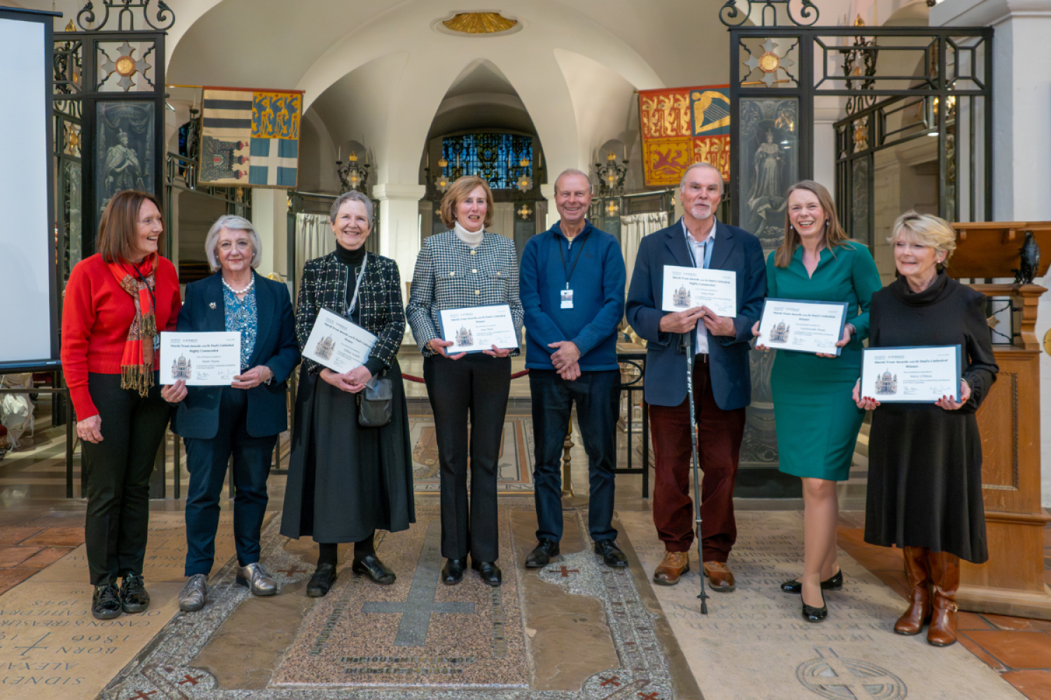 Group photo of the winners of the Marsh Trust awards in St Paul's Cathedral OBE Chapel