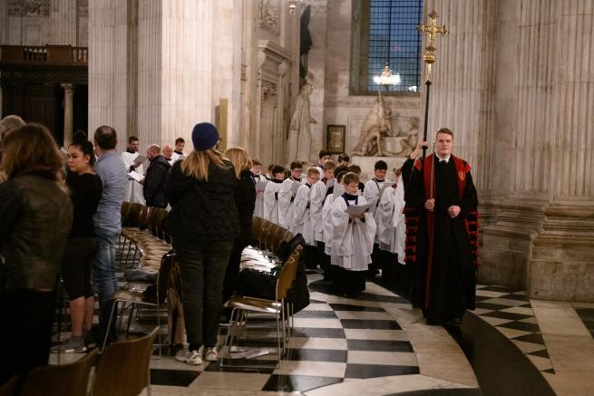 Choristers processing in the Cathedral