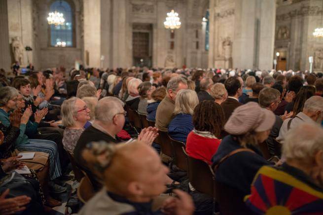 crowd seated in the Cathedral during large service