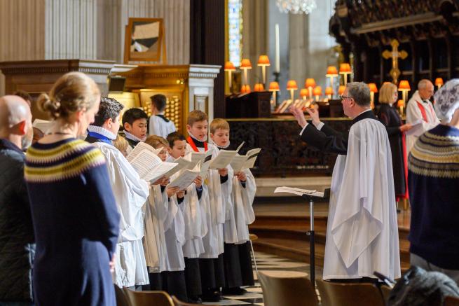 cathedral choir singing at consecration service