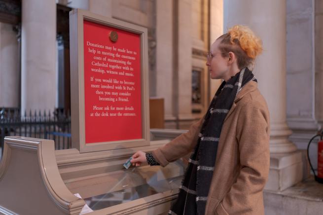 donating on the cathedral floor