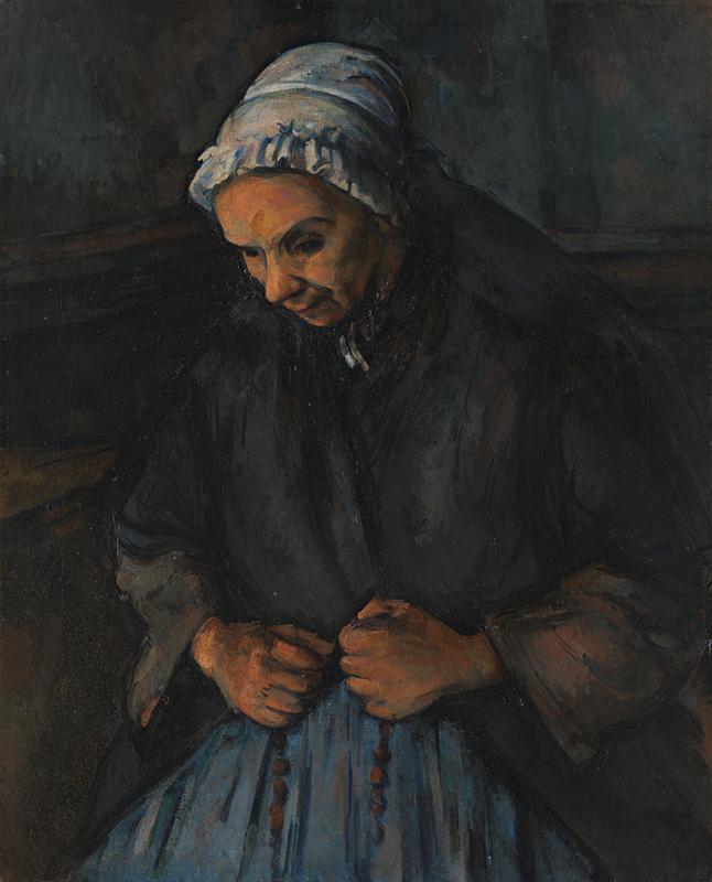 The paintibng by Paul Cézanne called An Old Woman with a Rosary from 1895-96 to be found in the National Gallery