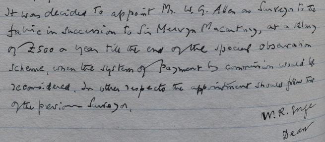 Extract from a letter appointing Godfrey Allen as Surveyor to the Fabric