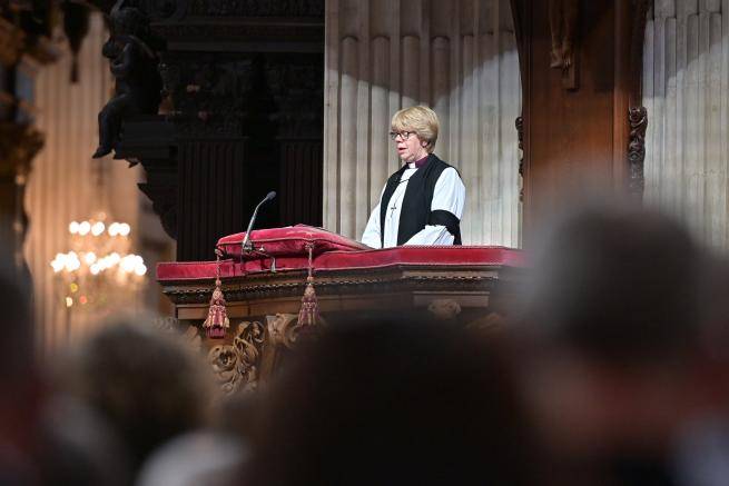 The Bishop of London in the pulpit at St Paul's Cathedral