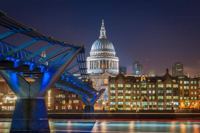 The dome of St Paul's from south of the River Thames