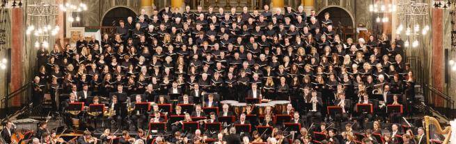 The Bach Choir singing in a concert