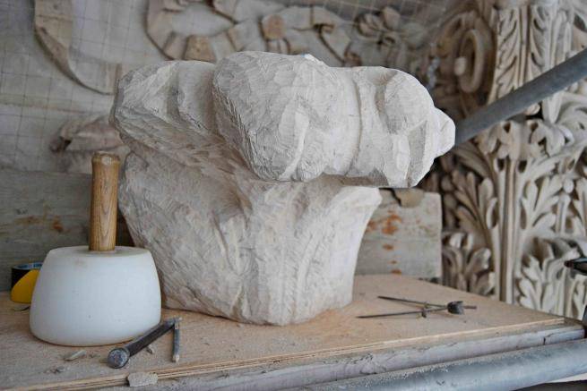 A piece of cathedral stone carving