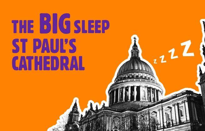 St Paul's Cathedral exterior with words The Big Sleep St Paul's Cathedral